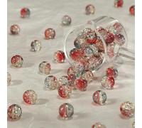 XWNXQ 100 Pcs 10 Mm Transparent Crackle Glass Beads, Colorful Round Glass Beads for Handmade Bracelet Necklace DIY Craft Decoration Accessories