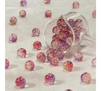 XWNXQ 100 Pcs 10 Mm Transparent Crackle Glass Beads, Colorful Round Glass Beads for Handmade Bracelet Necklace DIY Craft Decoration Accessories