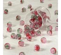 XWNXQ 100 Pcs 10 Mm Transparent Crackle Glass Beads, Colorful Round Glass Beads for Handmade Bracelet Necklace DIY Craft Decoration Accessories