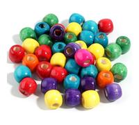 XWNXQ 100 Pcs 11/16 Mm Colorful Large Hole Threading Wooden Beads, Wooden Spacer Beads, for Beaded Bracelets, Necklaces, Keychains DIY Craft Making