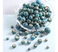 XWNXQ 100 Pcs 6-18 Mm Round Ceramic Loose Beads, Vintage Blue Glazed Ceramic Beads, for DIY Beaded Bracelet Necklace Pendant Making