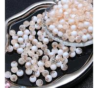 XWNXQ 100 Pcs 8/10 Mm Round Crackle Crystal Glass Beads, Colored Glass Beads for DIY Crafts Handmade Bracelet Necklace Jewelry Making