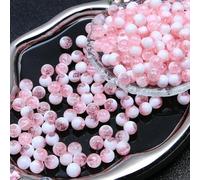 XWNXQ 100 Pcs 8/10 Mm Round Crackle Crystal Glass Beads, Colored Glass Beads for DIY Crafts Handmade Bracelet Necklace Jewelry Making
