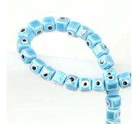 XWNXQ 100 Pcs 8/10 Mm Square Ceramic Beads, Devil's Eye Ceramic Loose Beads, for DIY Handmade Beaded Necklaces, Bracelets, Earrings and Jewelry Making