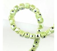 XWNXQ 100 Pcs 8/10 Mm Square Ceramic Beads, Devil's Eye Ceramic Loose Beads, for DIY Handmade Beaded Necklaces, Bracelets, Earrings and Jewelry Making