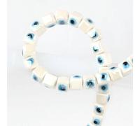 XWNXQ 100 Pcs 8/10 Mm Square Ceramic Beads, Devil's Eye Ceramic Loose Beads, for DIY Handmade Beaded Necklaces, Bracelets, Earrings and Jewelry Making