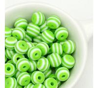 XWNXQ 100 Pcs 8/10 Mm Striped Beads, Colorful Round Resin Spacer Beads for DIY Bracelet Necklace Earrings Keychain Pendant Making