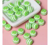 XWNXQ 100 Pcs 8-12 Mm Colorful Striped Beads, Round Resin Spacer Beads for Handmade Bracelets Necklaces DIY Keychains Pendants Decorative Accessories