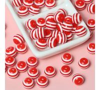 XWNXQ 100 Pcs 8-12 Mm Colorful Striped Beads, Round Resin Spacer Beads for Handmade Bracelets Necklaces DIY Keychains Pendants Decorative Accessories