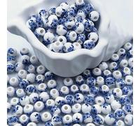 XWNXQ 100 Pcs 8 Mm Floral Print Ceramic Loose Beads, Colorful Round Porcelain Beads, for DIY Beaded Bracelet and Necklace Craft Making