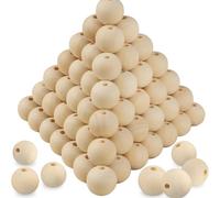 XWNXQ 150 Pcs 6-25 Mm Round Wooden Beads with Holes, Natural Wooden Loose Beads with Hemp Rope, Suitable for Beaded Bracelets, Bags, DIY Handmade Crafts, Decorative Accessories