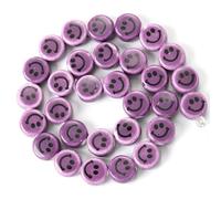 XWNXQ 20-100 Pcs 10 Mm Colorful Smiley Beads, Flat Round Ceramic Loose Beads, for DIY Bracelet Necklace Pendant Jewelry Making