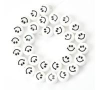 XWNXQ 20-100 Pcs 10 Mm Colorful Smiley Beads, Flat Round Ceramic Loose Beads, for DIY Bracelet Necklace Pendant Jewelry Making