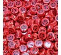 XWNXQ 20-100 Pcs 10 Mm Colorful Smiley Beads, Flat Round Ceramic Loose Beads, for DIY Bracelet Necklace Pendant Jewelry Making