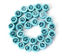 XWNXQ 20-100 Pcs 10 Mm Colorful Smiley Beads, Flat Round Ceramic Loose Beads, for DIY Bracelet Necklace Pendant Jewelry Making