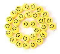 XWNXQ 20-100 Pcs 10 Mm Colorful Smiley Beads, Flat Round Ceramic Loose Beads, for DIY Bracelet Necklace Pendant Jewelry Making