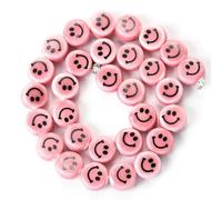 XWNXQ 20-100 Pcs 10 Mm Colorful Smiley Beads, Flat Round Ceramic Loose Beads, for DIY Bracelet Necklace Pendant Jewelry Making