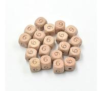 XWNXQ 20-100 Pcs 12 Mm Natural Beech Wood Beads, Square Wooden Spacer Beads, Numbers 0-9, for DIY Handicraft Beaded Bracelet Pendant Making
