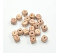 XWNXQ 20-100 Pcs 12 Mm Natural Beech Wood Beads, Square Wooden Spacer Beads, Numbers 0-9, for DIY Handicraft Beaded Bracelet Pendant Making