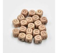 XWNXQ 30/50/100 Pcs 12 Mm Square Wooden Letter Beads, Natural Wooden Loose Beads with Holes, for DIY Crafts Bracelets, Necklaces, Keychains and Jewelry Making