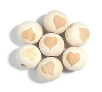 XWNXQ 30/50/100 Pcs 20 Mm Printed Round Wooden Beads with Large Holes, Natural Smiley Face Wooden Beads, for DIY Crafts Bracelets, Earrings, Necklaces and Jewelry Making