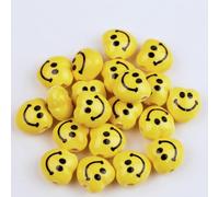 XWNXQ 30 Pcs 10-17 Mm Yellow Smiley Face Porcelain Beads, Handmade Ceramic Spacer Beads for DIY Bracelet Necklace Earrings Jewelry Making