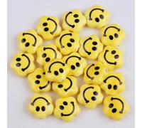 XWNXQ 30 Pcs 10-17 Mm Yellow Smiley Face Porcelain Beads, Handmade Ceramic Spacer Beads for DIY Bracelet Necklace Earrings Jewelry Making