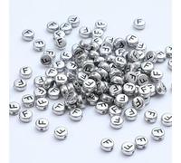 XWNXQ 400 Pcs 7 Mm Silver Acrylic Round Letter Beads, Retro Letter Loose Beads, for DIY Hand-Woven Bracelet Necklace Jewelry Making