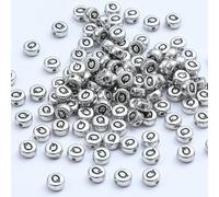 XWNXQ 400 Pcs 7 Mm Silver Acrylic Round Letter Beads, Retro Letter Loose Beads, for DIY Hand-Woven Bracelet Necklace Jewelry Making