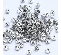 XWNXQ 400 Pcs 7 Mm Silver Acrylic Round Letter Beads, Retro Letter Loose Beads, for DIY Hand-Woven Bracelet Necklace Jewelry Making