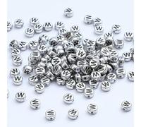 XWNXQ 400 Pcs 7 Mm Silver Acrylic Round Letter Beads, Retro Letter Loose Beads, for DIY Hand-Woven Bracelet Necklace Jewelry Making