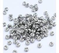 XWNXQ 400 Pcs 7 Mm Silver Acrylic Round Letter Beads, Retro Letter Loose Beads, for DIY Hand-Woven Bracelet Necklace Jewelry Making