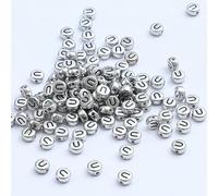 XWNXQ 400 Pcs 7 Mm Silver Acrylic Round Letter Beads, Retro Letter Loose Beads, for DIY Hand-Woven Bracelet Necklace Jewelry Making