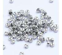 XWNXQ 400 Pcs 7 Mm Silver Acrylic Round Letter Beads, Retro Letter Loose Beads, for DIY Hand-Woven Bracelet Necklace Jewelry Making
