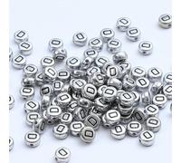 XWNXQ 400 Pcs 7 Mm Silver Acrylic Round Letter Beads, Retro Letter Loose Beads, for DIY Hand-Woven Bracelet Necklace Jewelry Making