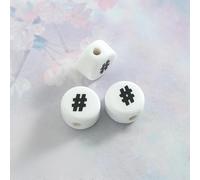 XWNXQ 50 Pcs 10 Mm Digital Letter Beads, Flat Round Ceramic Loose Beads, for DIY Beaded Handmade Bracelets, Necklaces and Keychains