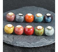 XWNXQ 50 Pcs 12 Mm Large Hole Round Ceramic Beads, Colorful Vintage Stringing Beads, for DIY Beaded Bracelet Necklace Making