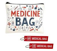 xwnyzw 3 PCS Travel Medicine Bags and Personalised Luggage Tags Set, Portable Medicine Bags for Travelling Meds Red Bag Tags, Medication Bag for Travel Suitable for Going Out Medication Management