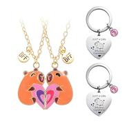 xwnyzw 4 PCS Capybara Keyring and Capybara Friendship Necklace for 2, BFF Necklace for 2 Girls Best Friends Necklaces Capybaras Keychain, Capybaras Gifts for Girls Women