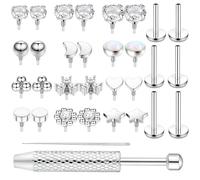xwnyzw Tragus Piercing Jewellery, Nose Studs 16G Flat Back Earrings Tragus Earrings Helix Earring, Cartilage Ear Piercing Studs Helix Piercing Jewellery For Women Men