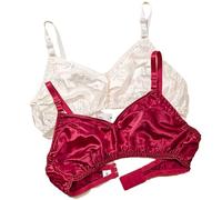 XWSM 2Pack Ultra-Thin 100% Mulberry Silk Bra Underwear For Women Double Sided Satin Triangle Bralette Soft Cup Daily Bra Top (Color : O, Size : 44/100AB)