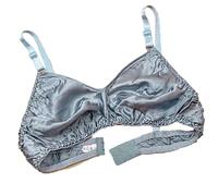 XWSM 2Pack Ultra-Thin 100% Mulberry Silk Bra Underwear For Women Double Sided Satin Triangle Bralette Soft Cup Daily Bra Top (Color : 2pcs Blue, Size : 44/100AB)