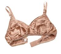 XWSM 2Pack Ultra-Thin 100% Mulberry Silk Bra Underwear For Women Double Sided Satin Triangle Bralette Soft Cup Daily Bra Top (Color : 2pcs Gold, Size : 44/100AB)