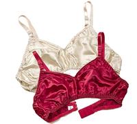 XWSM 2Pack Ultra-Thin 100% Mulberry Silk Bra Underwear For Women Double Sided Satin Triangle Bralette Soft Cup Daily Bra Top (Color : I, Size : 38/85AB)