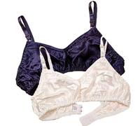 XWSM 2Pack Ultra-Thin 100% Mulberry Silk Bra Underwear For Women Double Sided Satin Triangle Bralette Soft Cup Daily Bra Top (Color : E, Size : 36/80AB)