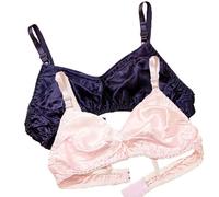 XWSM 2Pack Ultra-Thin 100% Mulberry Silk Bra Underwear For Women Double Sided Satin Triangle Bralette Soft Cup Daily Bra Top (Color : J, Size : 44/100AB)