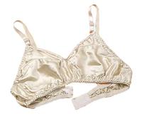 XWSM 2Pack Ultra-Thin 100% Mulberry Silk Bra Underwear For Women Double Sided Satin Triangle Bralette Soft Cup Daily Bra Top (Color : 2pcs Skin, Size : 42/95AB)