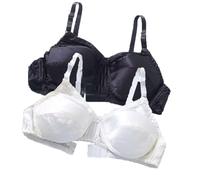 XWSM 2PCS Womens Pure Silk Bra Ultra Soft Smooth Triangle Bra Comfortable Wirefree Satin Mulberry Silk Daily Bralette Tops (Color : L, Size : 75/34AB)