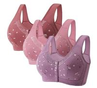 XWSM 3-Pack Front Closure Seniors Women Bra Plus Size Cotton Middle Elderly Ladies Ultra Soft Cup Bra Daily Sports Vest Tops (Color : E, Size : 85/38ABC)