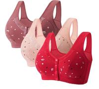 XWSM 3-Pack Front Closure Seniors Women Bra Plus Size Cotton Middle Elderly Ladies Ultra Soft Cup Bra Daily Sports Vest Tops (Color : H, Size : 95/42ABC)
